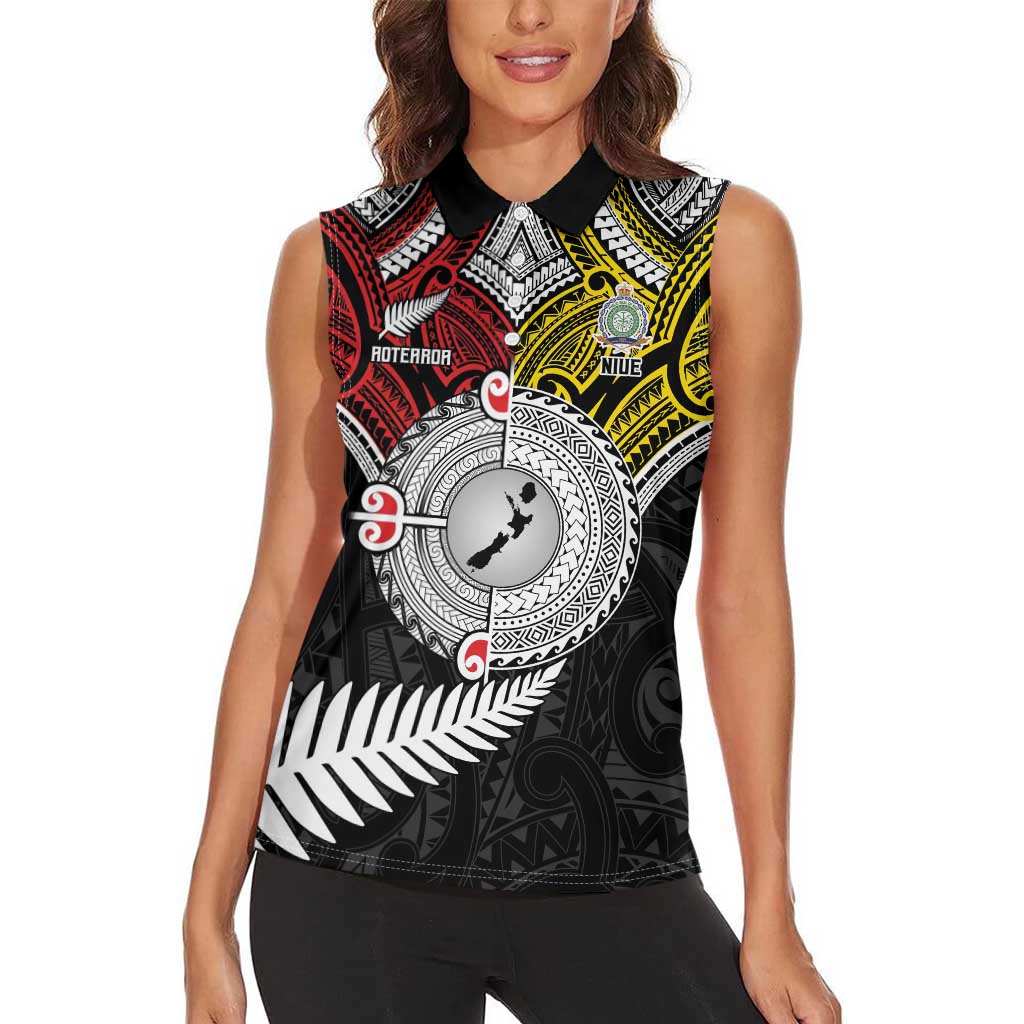 Aotearoa and Niue Mo Te Tiriti Women Sleeveless Polo Shirt New Zealand Honour The Treaty Ake!Ake!Ake! LT9 - Polynesian Pride