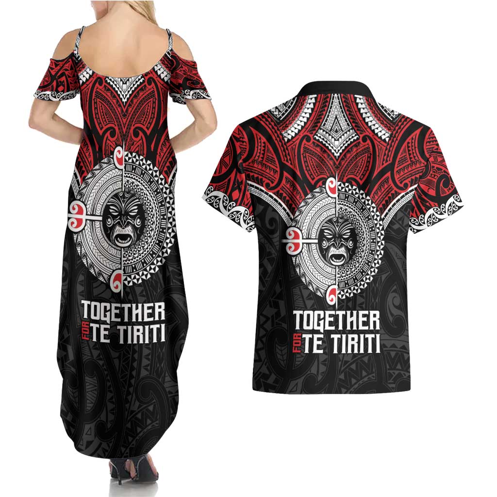 Aotearoa and Tonga Mo Te Tiriti Couples Matching Summer Maxi Dress and Hawaiian Shirt New Zealand Honour The Treaty Ake!Ake!Ake! LT9 - Polynesian Pride