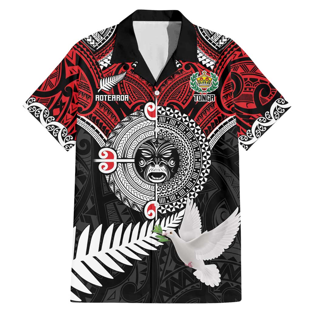 Aotearoa and Tonga Mo Te Tiriti Family Matching Mermaid Dress and Hawaiian Shirt New Zealand Honour The Treaty Ake!Ake!Ake! LT9 Dad's Shirt - Short Sleeve Red - Polynesian Pride