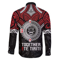 Aotearoa and Tonga Mo Te Tiriti Family Matching Off The Shoulder Long Sleeve Dress and Hawaiian Shirt New Zealand Honour The Treaty Ake!Ake!Ake! LT9 - Polynesian Pride