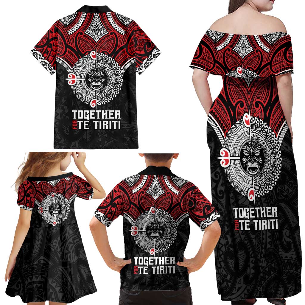 Aotearoa and Tonga Mo Te Tiriti Family Matching Off Shoulder Maxi Dress and Hawaiian Shirt New Zealand Honour The Treaty Ake!Ake!Ake! LT9 - Polynesian Pride