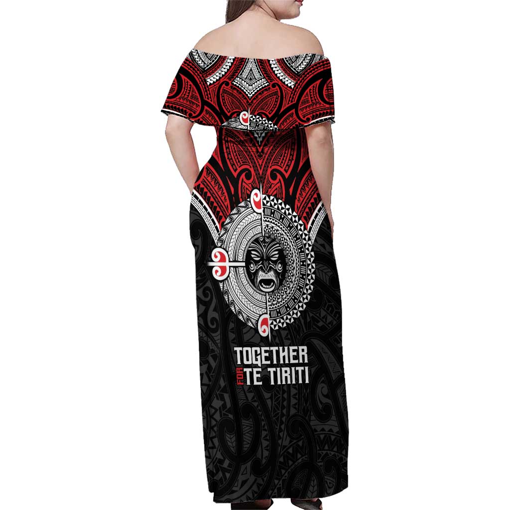 Aotearoa and Tonga Mo Te Tiriti Family Matching Off Shoulder Maxi Dress and Hawaiian Shirt New Zealand Honour The Treaty Ake!Ake!Ake! LT9 - Polynesian Pride