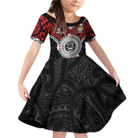 Aotearoa and Tonga Mo Te Tiriti Family Matching Off Shoulder Short Dress and Hawaiian Shirt New Zealand Honour The Treaty Ake!Ake!Ake! LT9 Daughter's Dress Red - Polynesian Pride