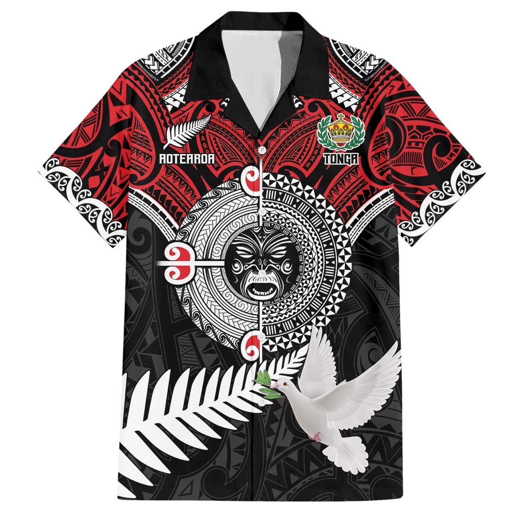 Aotearoa and Tonga Mo Te Tiriti Family Matching Short Sleeve Bodycon Dress and Hawaiian Shirt New Zealand Honour The Treaty Ake!Ake!Ake! LT9 Dad's Shirt - Short Sleeve Red - Polynesian Pride