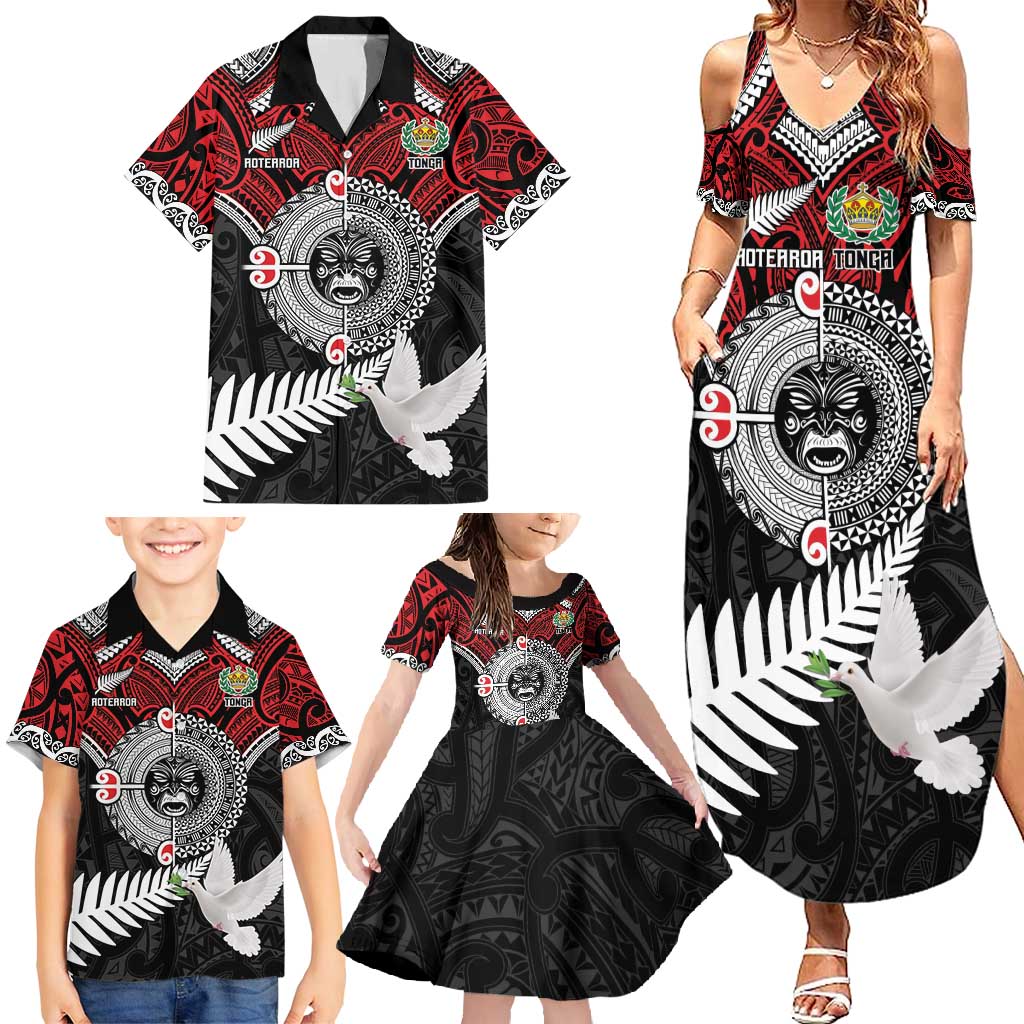Aotearoa and Tonga Mo Te Tiriti Family Matching Summer Maxi Dress and Hawaiian Shirt New Zealand Honour The Treaty Ake!Ake!Ake! LT9 - Polynesian Pride