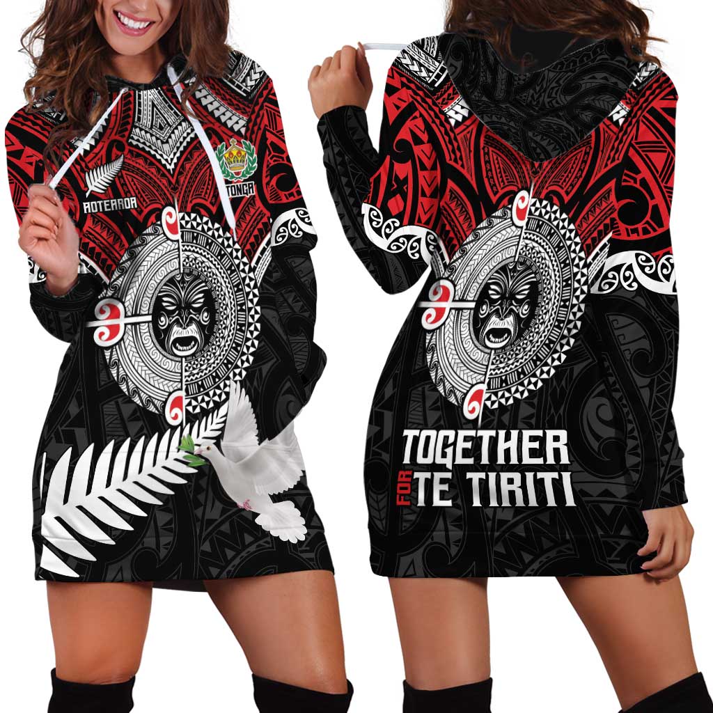 Aotearoa and Tonga Mo Te Tiriti Hoodie Dress New Zealand Honour The Treaty Ake!Ake!Ake! LT9 - Polynesian Pride