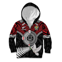 Aotearoa and Tonga Mo Te Tiriti Kid Hoodie New Zealand Honour The Treaty Ake!Ake!Ake! LT9 Zip Hoodie Red - Polynesian Pride