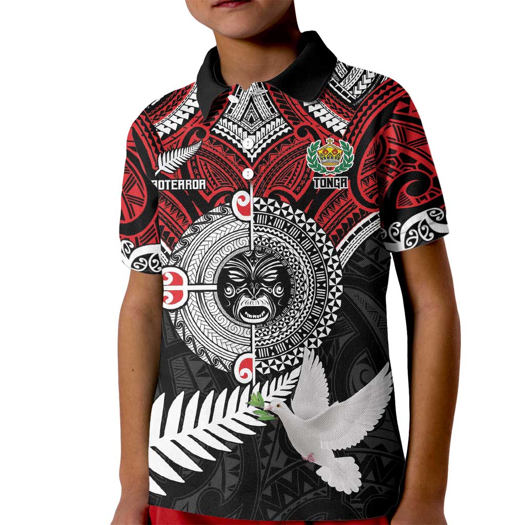 Aotearoa and Tonga Mo Te Tiriti Kid Polo Shirt New Zealand Honour The Treaty Ake!Ake!Ake! LT9 Kid Red - Polynesian Pride