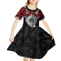 Aotearoa and Tonga Mo Te Tiriti Kid Short Sleeve Dress New Zealand Honour The Treaty Ake!Ake!Ake! LT9 - Polynesian Pride