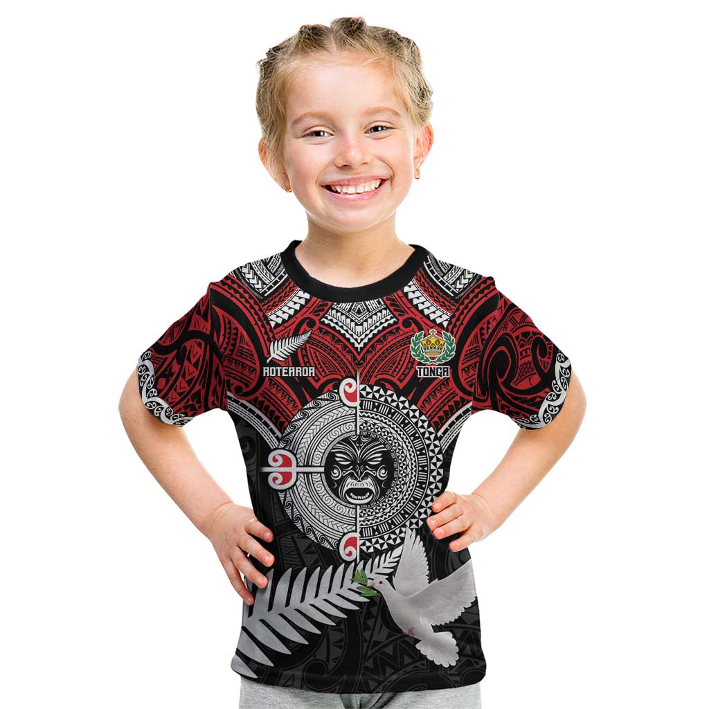 Aotearoa and Tonga Mo Te Tiriti Kid T Shirt New Zealand Honour The Treaty Ake!Ake!Ake! LT9 Red - Polynesian Pride