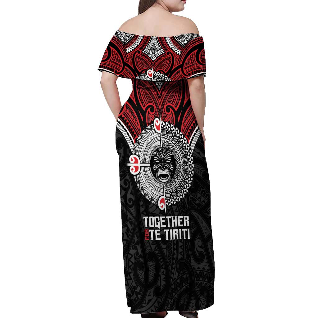 Aotearoa and Tonga Mo Te Tiriti Off Shoulder Maxi Dress New Zealand Honour The Treaty Ake!Ake!Ake! LT9 - Polynesian Pride