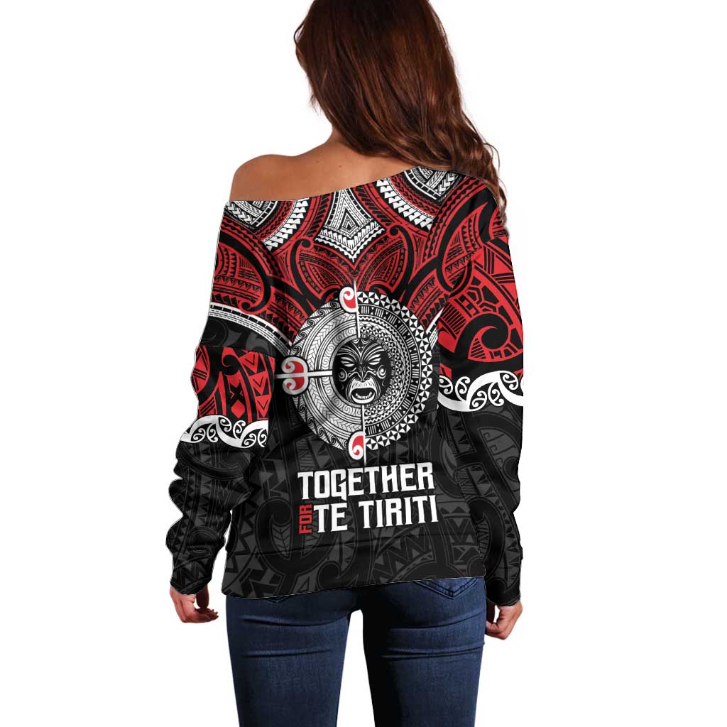 Aotearoa and Tonga Mo Te Tiriti Off Shoulder Sweater New Zealand Honour The Treaty Ake!Ake!Ake! LT9 - Polynesian Pride