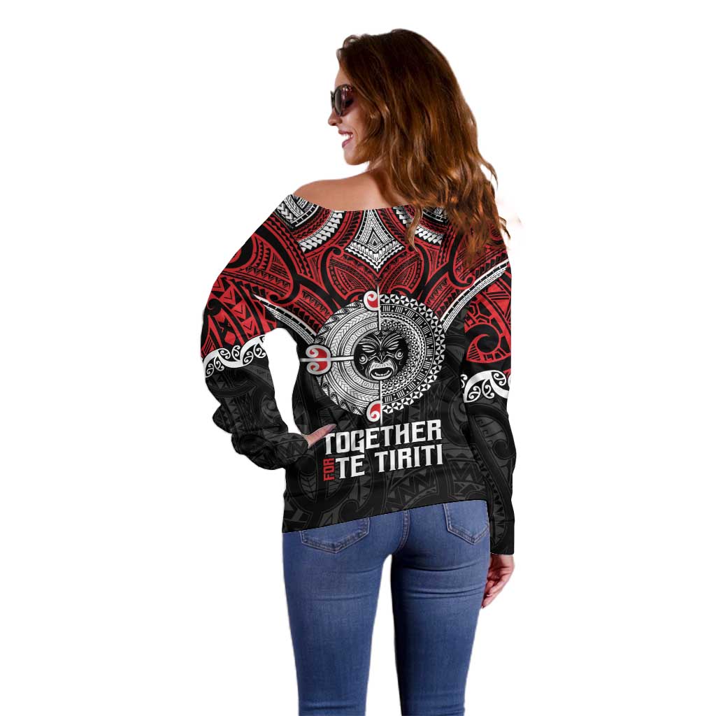 Aotearoa and Tonga Mo Te Tiriti Off Shoulder Sweater New Zealand Honour The Treaty Ake!Ake!Ake! LT9 - Polynesian Pride