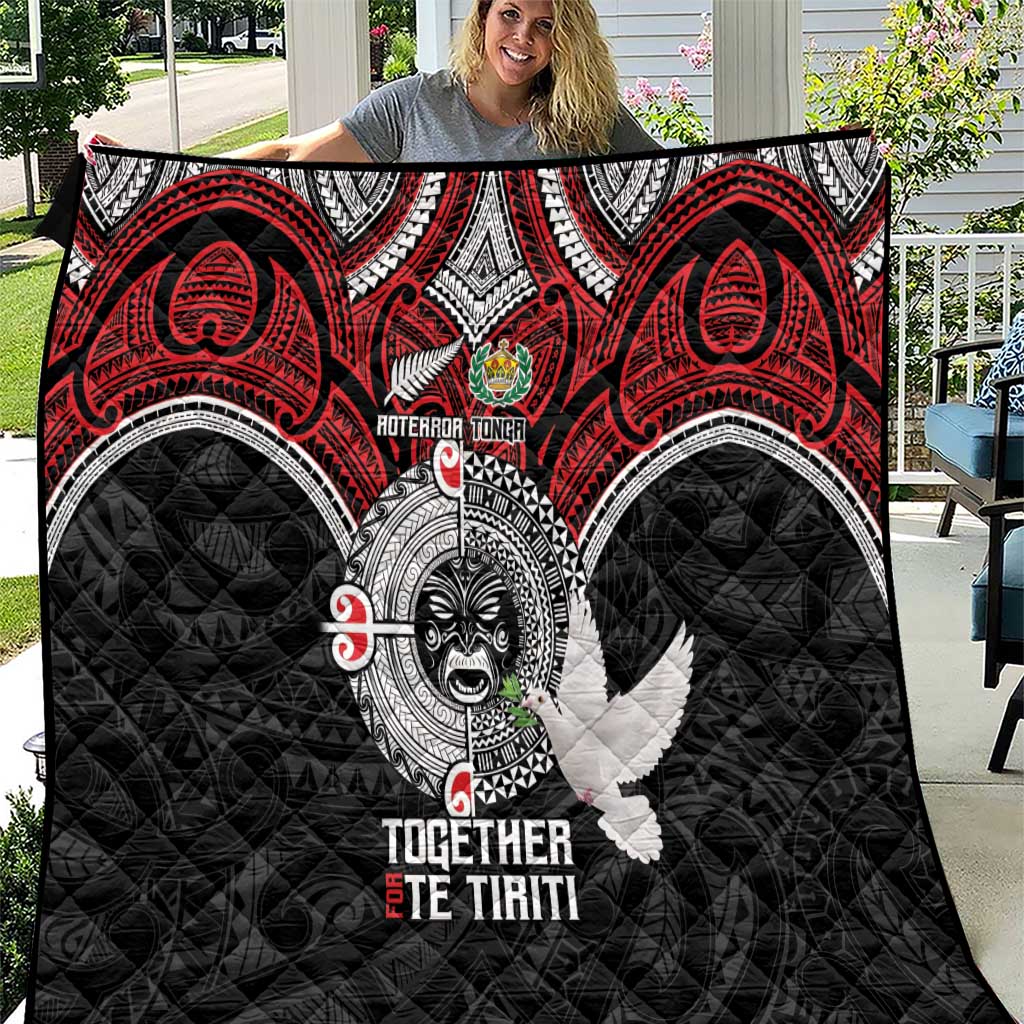 Aotearoa and Tonga Mo Te Tiriti Quilt New Zealand Honour The Treaty Ake!Ake!Ake! LT9 Red - Polynesian Pride