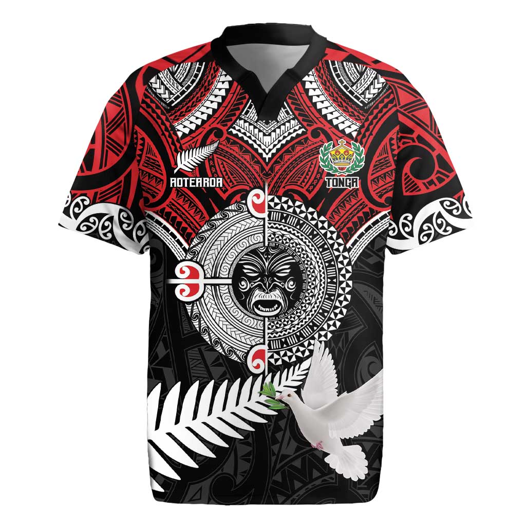 Aotearoa and Tonga Mo Te Tiriti Rugby Jersey New Zealand Honour The Treaty Ake!Ake!Ake! LT9 Red - Polynesian Pride