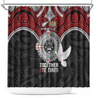 Aotearoa and Tonga Mo Te Tiriti Shower Curtain New Zealand Honour The Treaty Ake!Ake!Ake! LT9 Red - Polynesian Pride