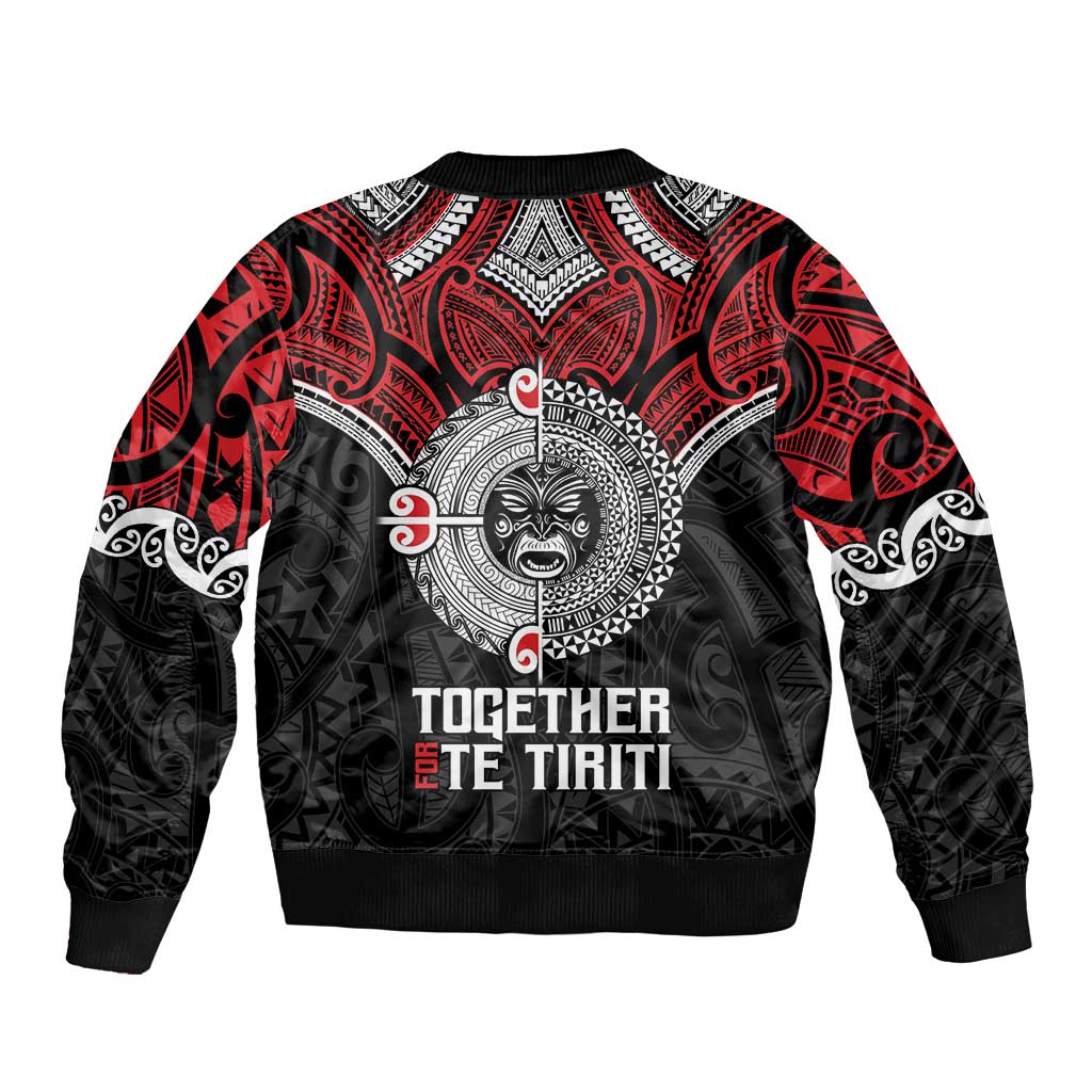 Aotearoa and Tonga Mo Te Tiriti Sleeve Zip Bomber Jacket New Zealand Honour The Treaty Ake!Ake!Ake! LT9 - Polynesian Pride
