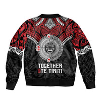 Aotearoa and Tonga Mo Te Tiriti Sleeve Zip Bomber Jacket New Zealand Honour The Treaty Ake!Ake!Ake! LT9 - Polynesian Pride