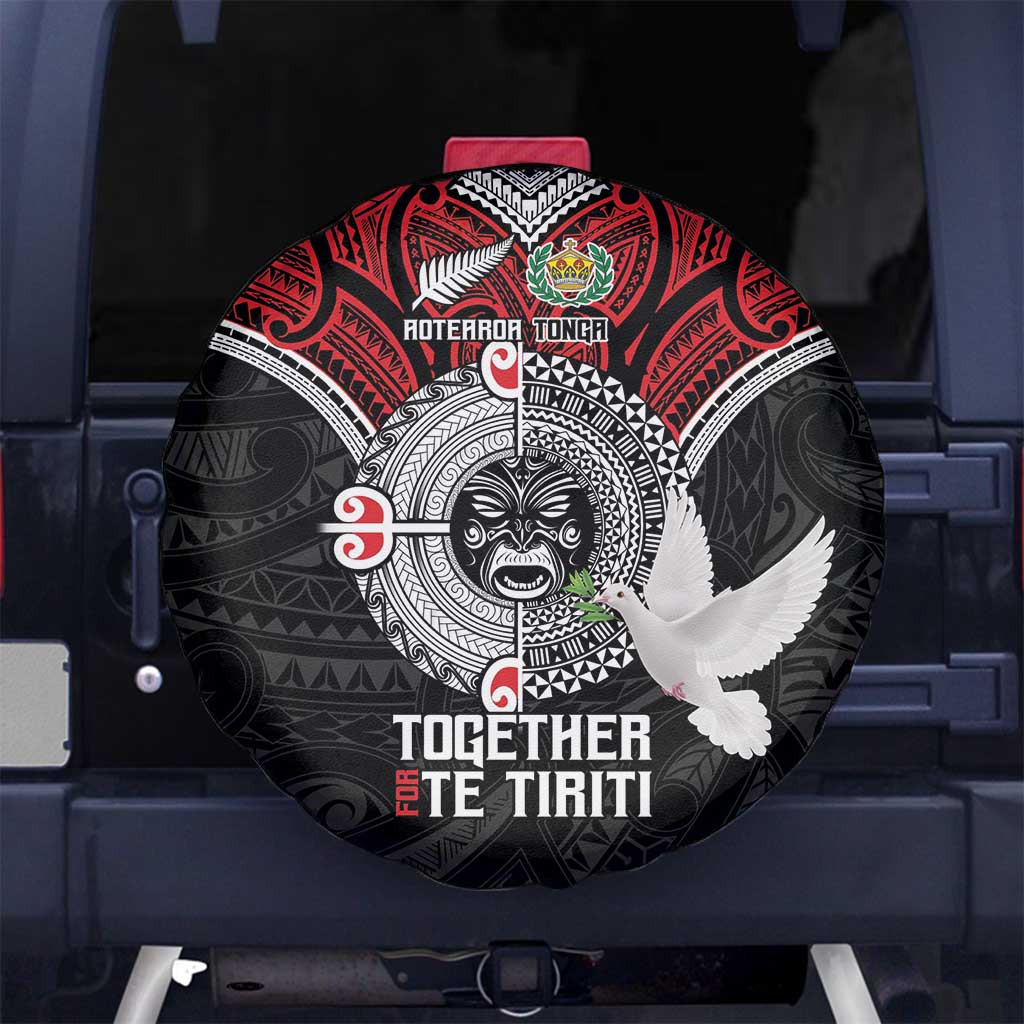 Aotearoa and Tonga Mo Te Tiriti Spare Tire Cover New Zealand Honour The Treaty Ake!Ake!Ake! LT9 - Polynesian Pride