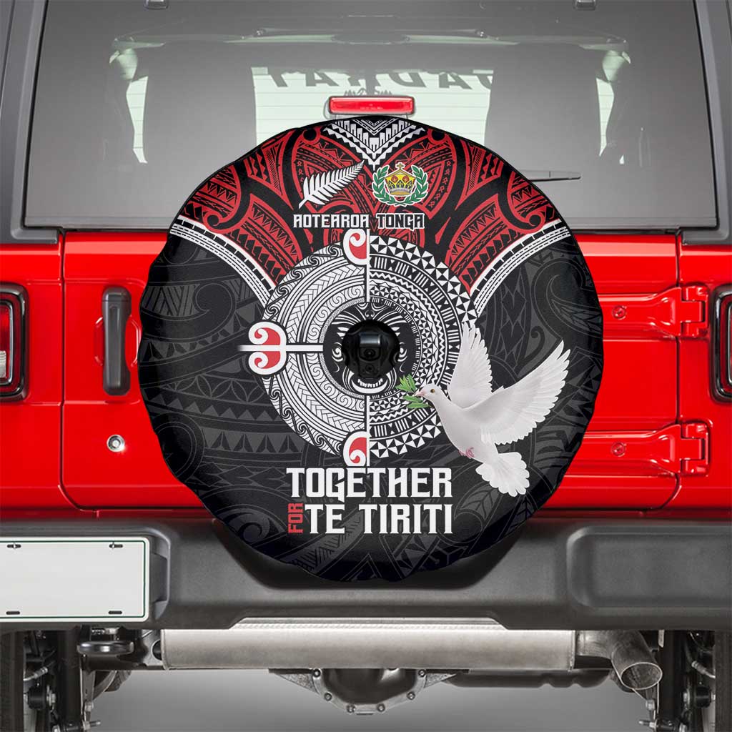 Aotearoa and Tonga Mo Te Tiriti Spare Tire Cover New Zealand Honour The Treaty Ake!Ake!Ake! LT9 - Polynesian Pride