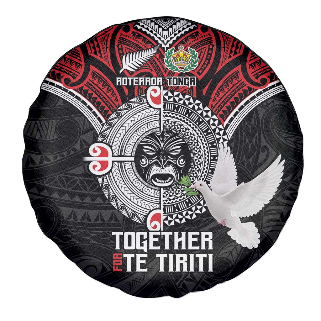 Aotearoa and Tonga Mo Te Tiriti Spare Tire Cover New Zealand Honour The Treaty Ake!Ake!Ake! LT9 - Polynesian Pride
