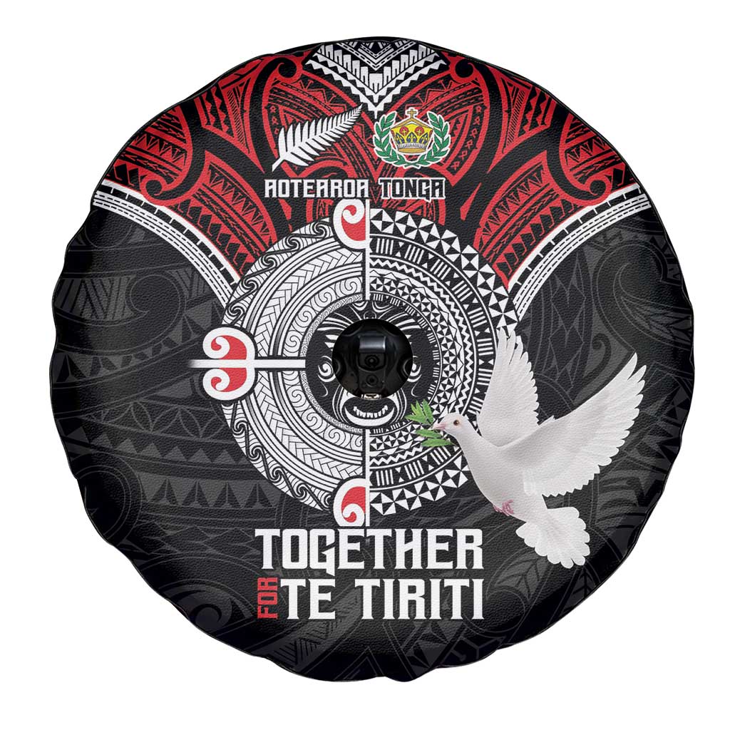 Aotearoa and Tonga Mo Te Tiriti Spare Tire Cover New Zealand Honour The Treaty Ake!Ake!Ake! LT9 - Polynesian Pride