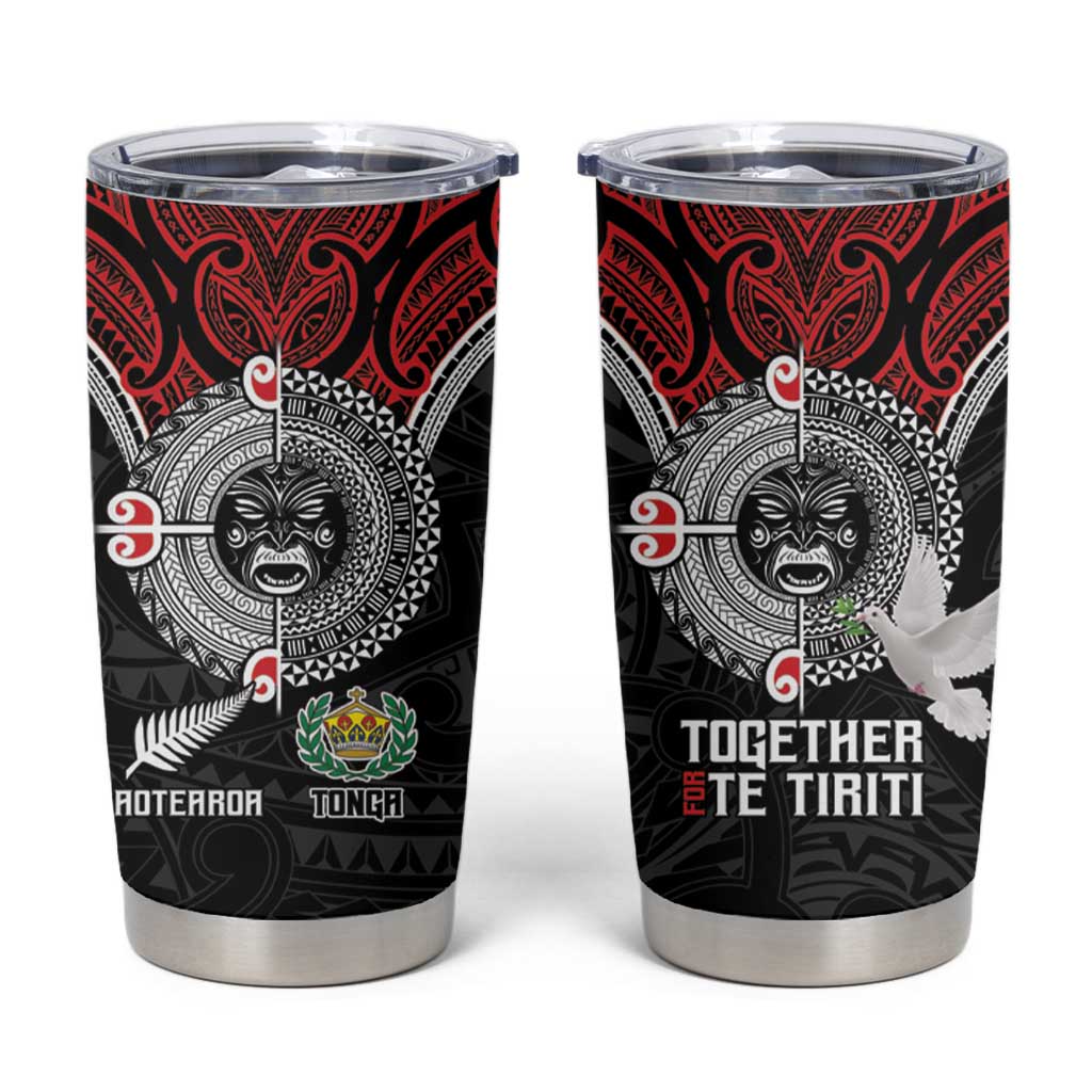 Aotearoa and Tonga Mo Te Tiriti Tumbler Cup New Zealand Honour The Treaty Ake!Ake!Ake! LT9 Red - Polynesian Pride