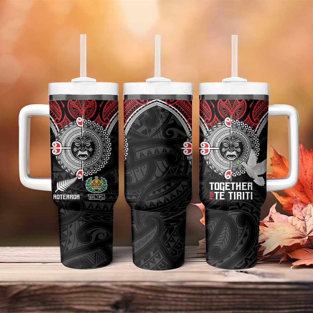 Aotearoa and Tonga Mo Te Tiriti Tumbler With Handle New Zealand Honour The Treaty Ake!Ake!Ake! LT9 - Polynesian Pride