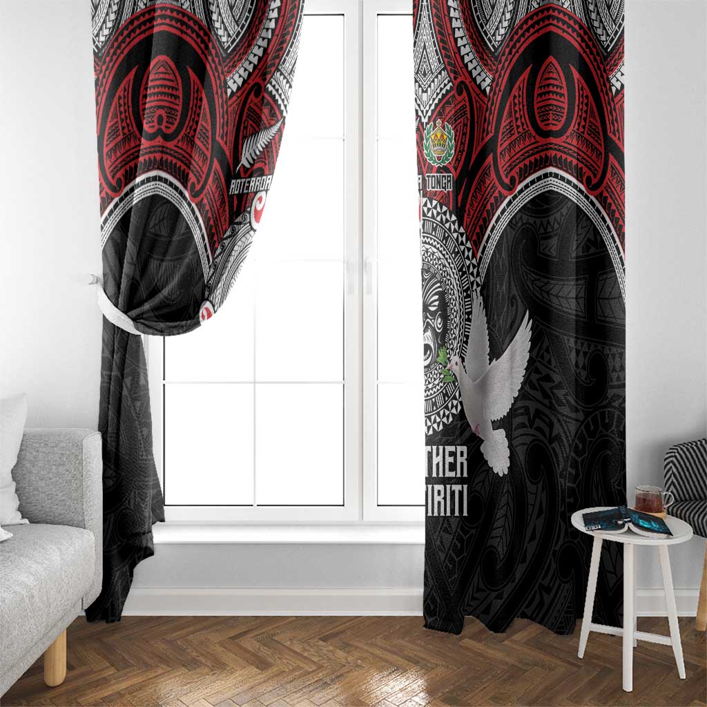 Aotearoa and Tonga Mo Te Tiriti Window Curtain New Zealand Honour The Treaty Ake!Ake!Ake! LT9 - Polynesian Pride