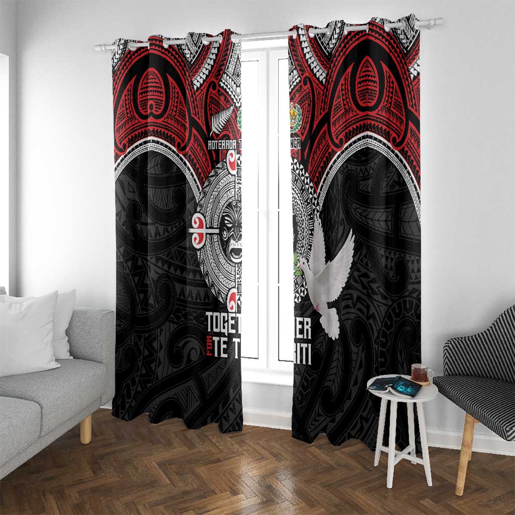 Aotearoa and Tonga Mo Te Tiriti Window Curtain New Zealand Honour The Treaty Ake!Ake!Ake! LT9 With Grommets Red - Polynesian Pride