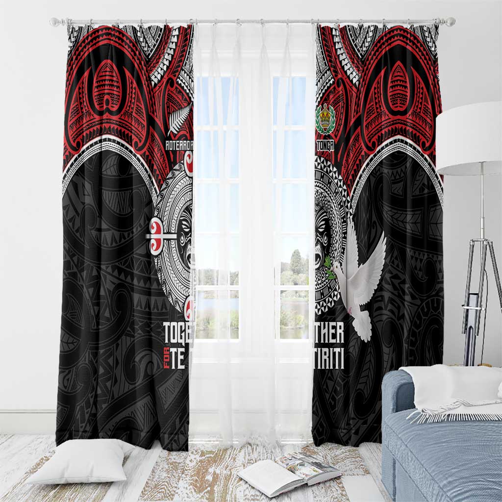 Aotearoa and Tonga Mo Te Tiriti Window Curtain New Zealand Honour The Treaty Ake!Ake!Ake! LT9 - Polynesian Pride