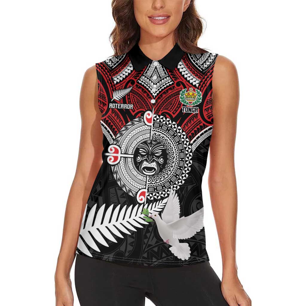 Aotearoa and Tonga Mo Te Tiriti Women Sleeveless Polo Shirt New Zealand Honour The Treaty Ake!Ake!Ake! LT9 - Polynesian Pride