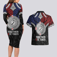 Aotearoa and Samoa Mo Te Tiriti Couples Matching Long Sleeve Bodycon Dress and Hawaiian Shirt Tangata Moana Stand with Tangata Whenua LT9 - Polynesian Pride