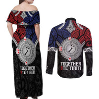 Aotearoa and Samoa Mo Te Tiriti Couples Matching Off Shoulder Maxi Dress and Long Sleeve Button Shirt Tangata Moana Stand with Tangata Whenua LT9 - Polynesian Pride