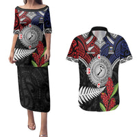 Aotearoa and Samoa Mo Te Tiriti Couples Matching Puletasi and Hawaiian Shirt Tangata Moana Stand with Tangata Whenua LT9 Blue - Polynesian Pride