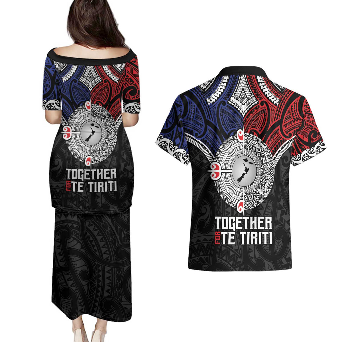 Aotearoa and Samoa Mo Te Tiriti Couples Matching Puletasi and Hawaiian Shirt Tangata Moana Stand with Tangata Whenua LT9 - Polynesian Pride