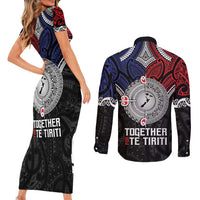 Aotearoa and Samoa Mo Te Tiriti Couples Matching Short Sleeve Bodycon Dress and Long Sleeve Button Shirt Tangata Moana Stand with Tangata Whenua LT9 - Polynesian Pride