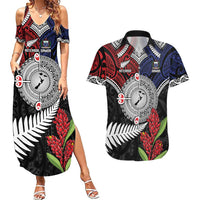 Aotearoa and Samoa Mo Te Tiriti Couples Matching Summer Maxi Dress and Hawaiian Shirt Tangata Moana Stand with Tangata Whenua LT9 Blue - Polynesian Pride