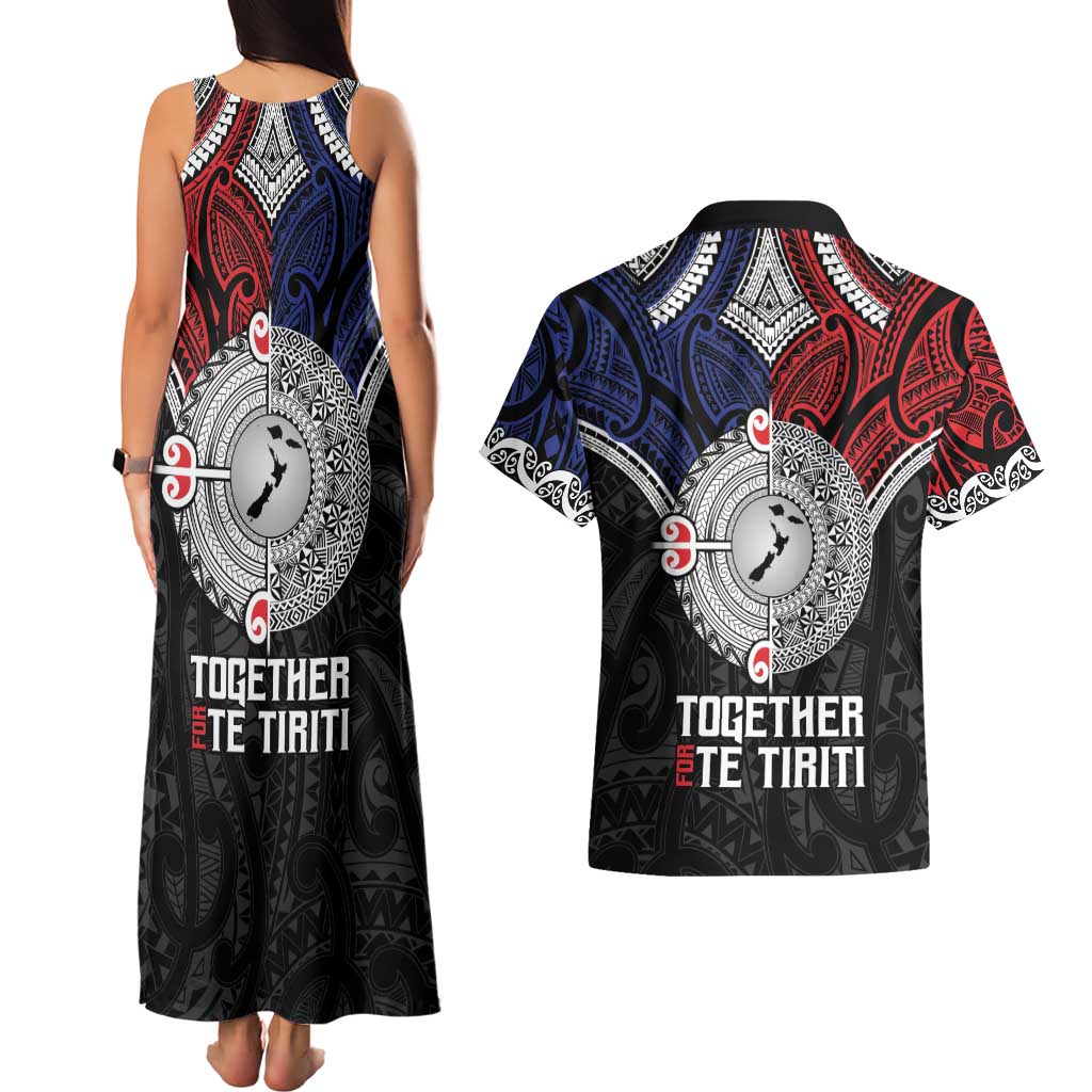 Aotearoa and Samoa Mo Te Tiriti Couples Matching Tank Maxi Dress and Hawaiian Shirt Tangata Moana Stand with Tangata Whenua LT9 - Polynesian Pride