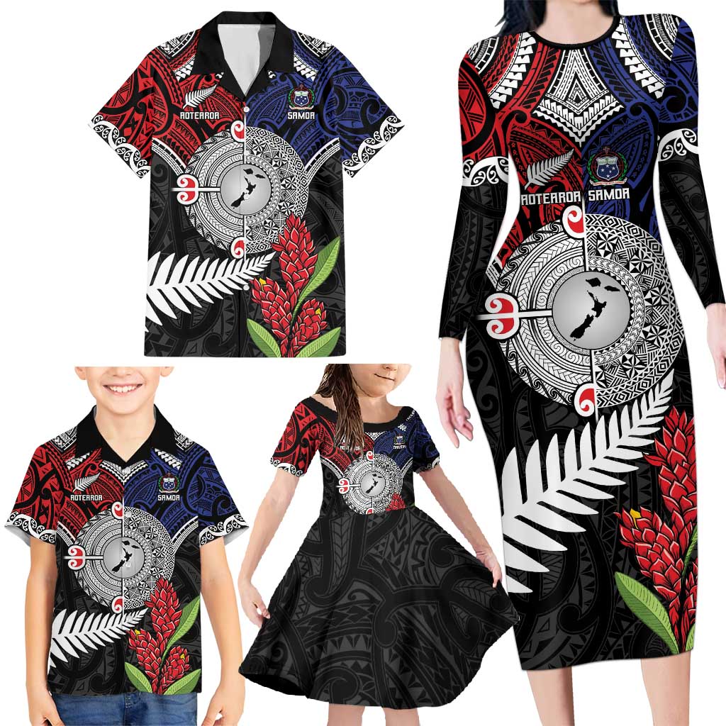 Aotearoa and Samoa Mo Te Tiriti Family Matching Long Sleeve Bodycon Dress and Hawaiian Shirt Tangata Moana Stand with Tangata Whenua LT9 - Polynesian Pride