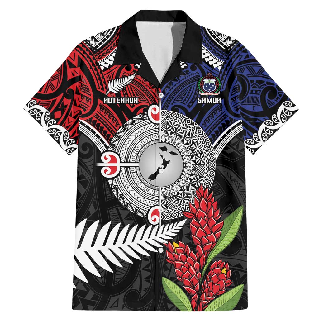 Aotearoa and Samoa Mo Te Tiriti Family Matching Mermaid Dress and Hawaiian Shirt Tangata Moana Stand with Tangata Whenua LT9 Dad's Shirt - Short Sleeve Blue - Polynesian Pride