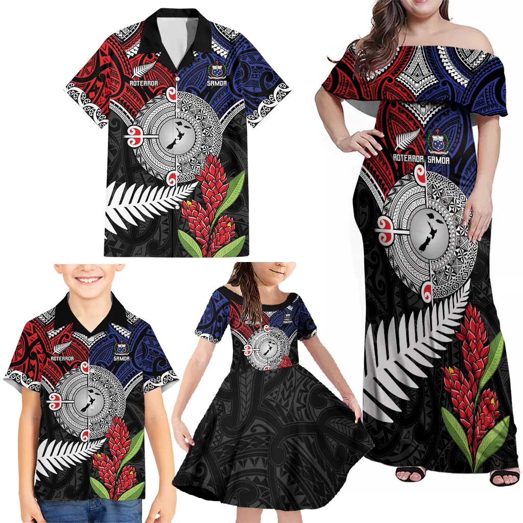 Aotearoa and Samoa Mo Te Tiriti Family Matching Off Shoulder Maxi Dress and Hawaiian Shirt Tangata Moana Stand with Tangata Whenua LT9 - Polynesian Pride