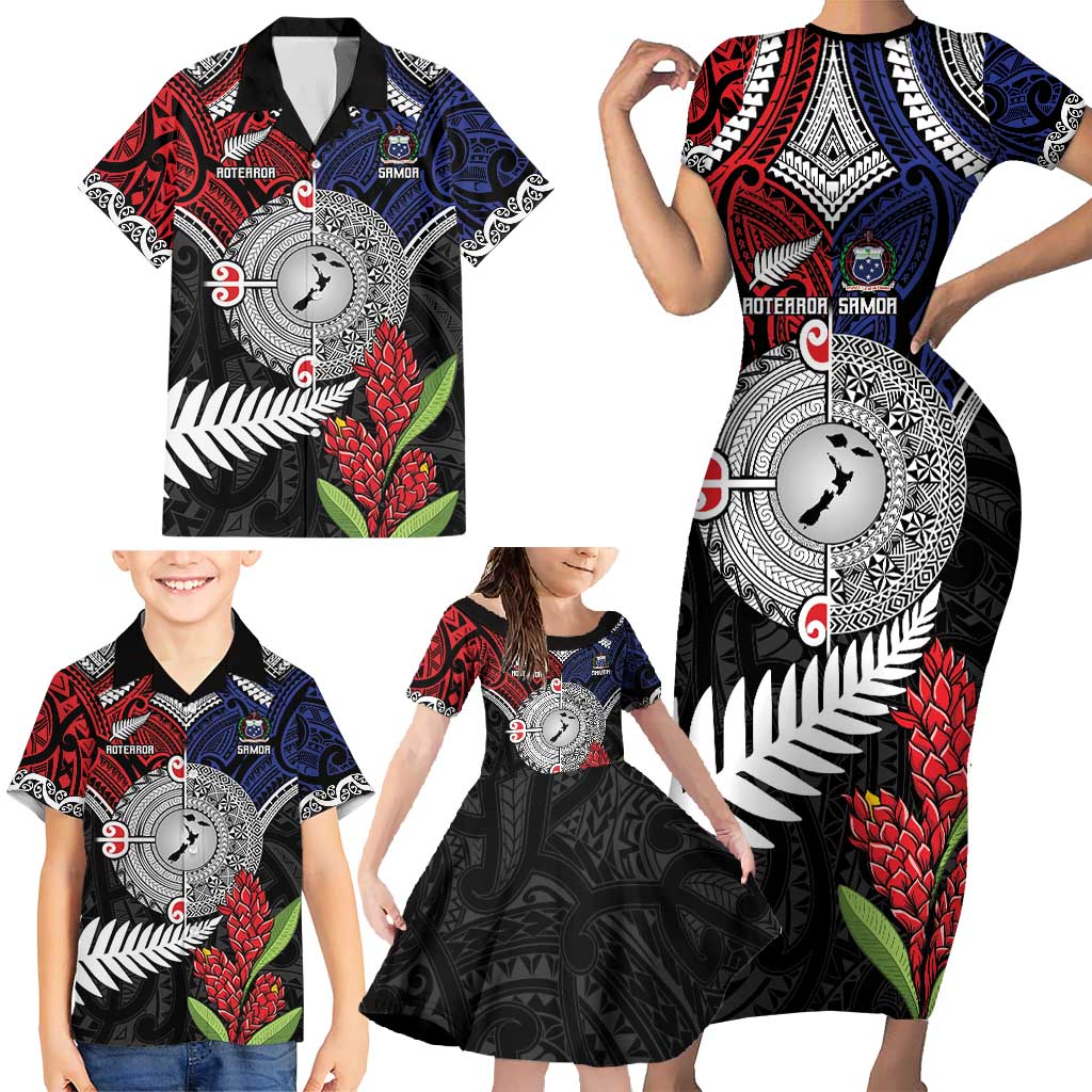 Aotearoa and Samoa Mo Te Tiriti Family Matching Short Sleeve Bodycon Dress and Hawaiian Shirt Tangata Moana Stand with Tangata Whenua LT9 - Polynesian Pride