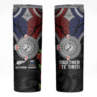 Aotearoa and Samoa Mo Te Tiriti Skinny Tumbler Tangata Moana Stand with Tangata Whenua LT9 Blue - Polynesian Pride