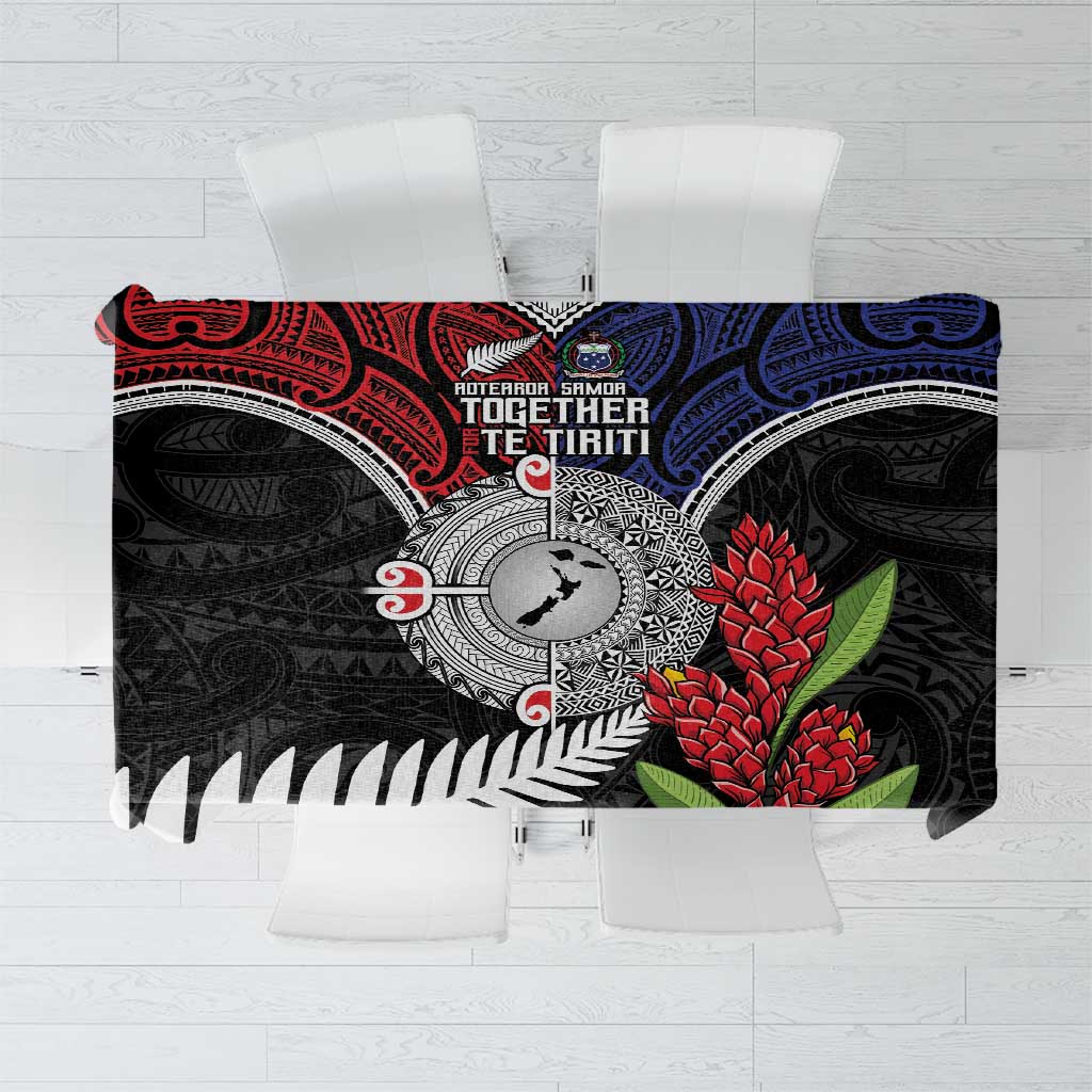 Aotearoa and Samoa Mo Te Tiriti Tablecloth Tangata Moana Stand with Tangata Whenua LT9 Blue - Polynesian Pride