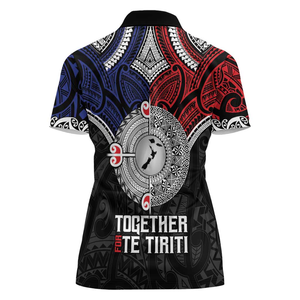 Aotearoa and Samoa Mo Te Tiriti Women Polo Shirt Tangata Moana Stand with Tangata Whenua