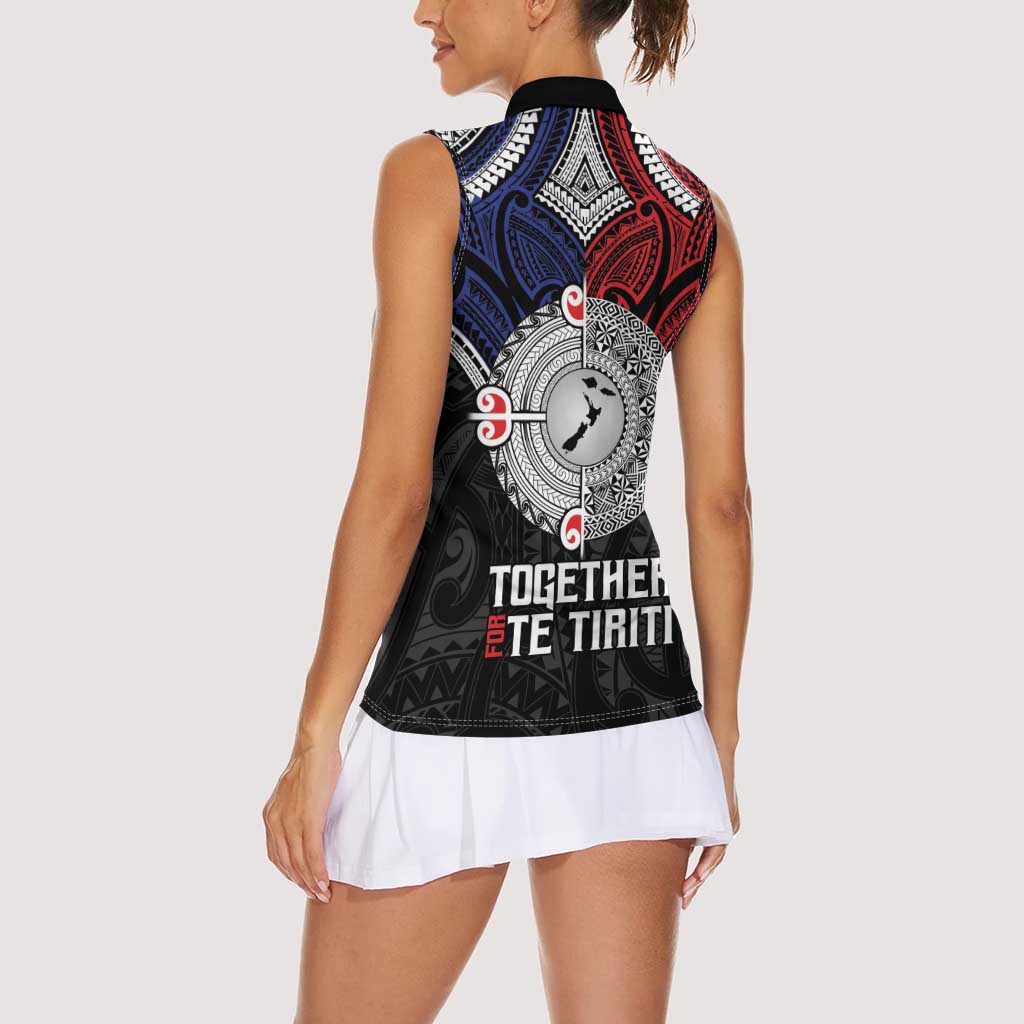 Aotearoa and Samoa Mo Te Tiriti Women Sleeveless Polo Shirt Tangata Moana Stand with Tangata Whenua LT9 - Polynesian Pride