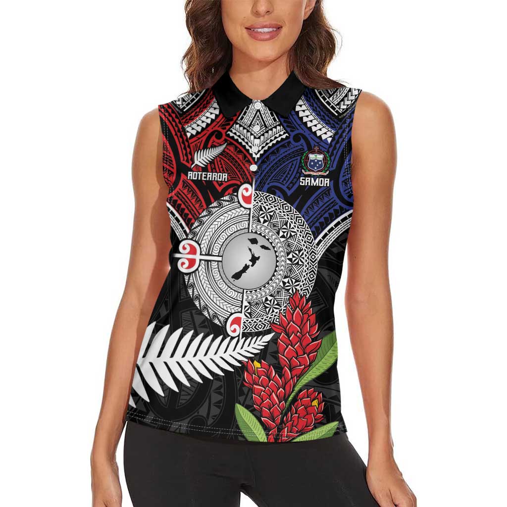 Aotearoa and Samoa Mo Te Tiriti Women Sleeveless Polo Shirt Tangata Moana Stand with Tangata Whenua LT9 - Polynesian Pride