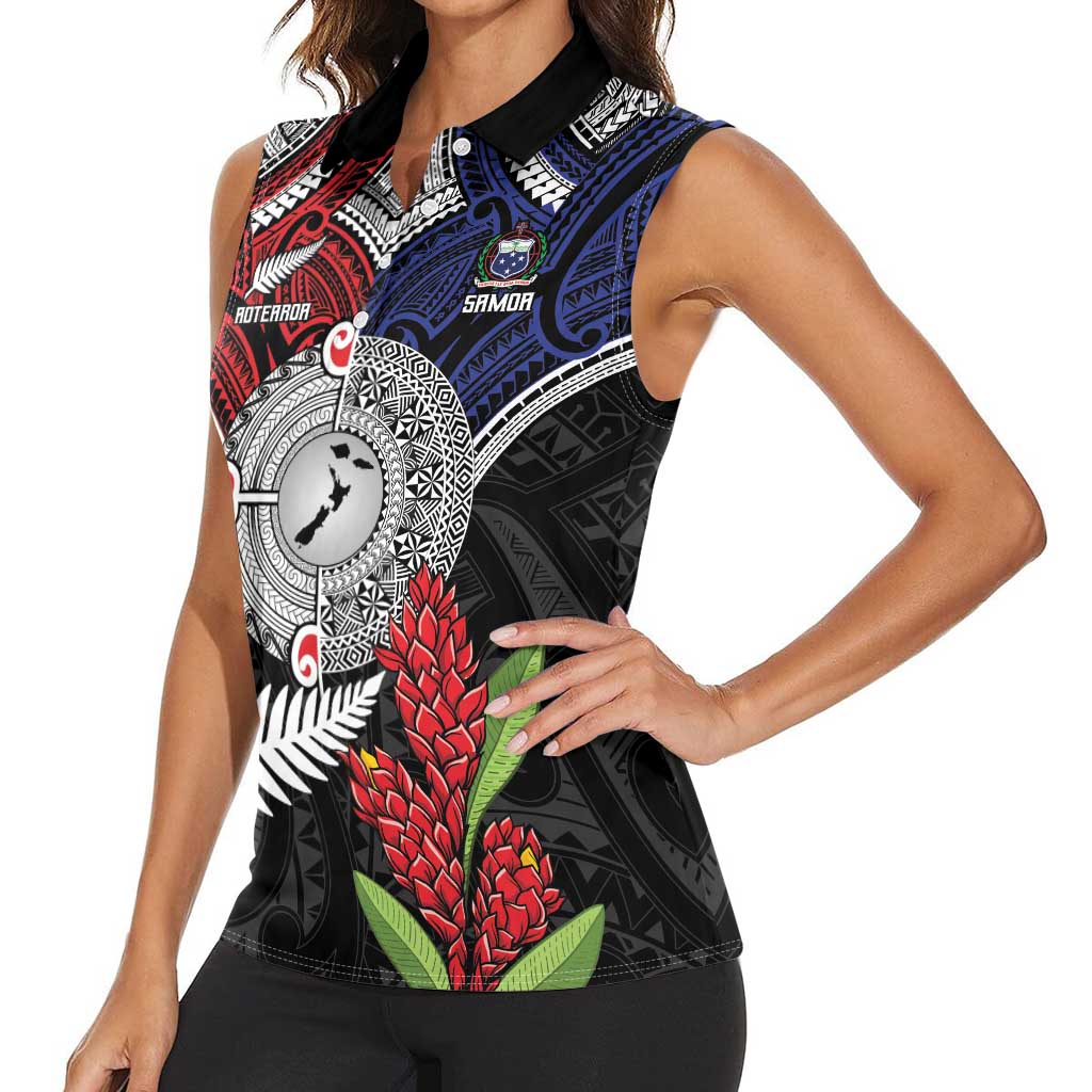 Aotearoa and Samoa Mo Te Tiriti Women Sleeveless Polo Shirt Tangata Moana Stand with Tangata Whenua LT9 - Polynesian Pride