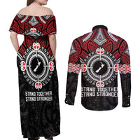 Aotearoa Proud To Be Maori Couples Matching Off Shoulder Maxi Dress and Long Sleeve Button Shirt New Zealand Fight Together LT9 - Polynesian Pride